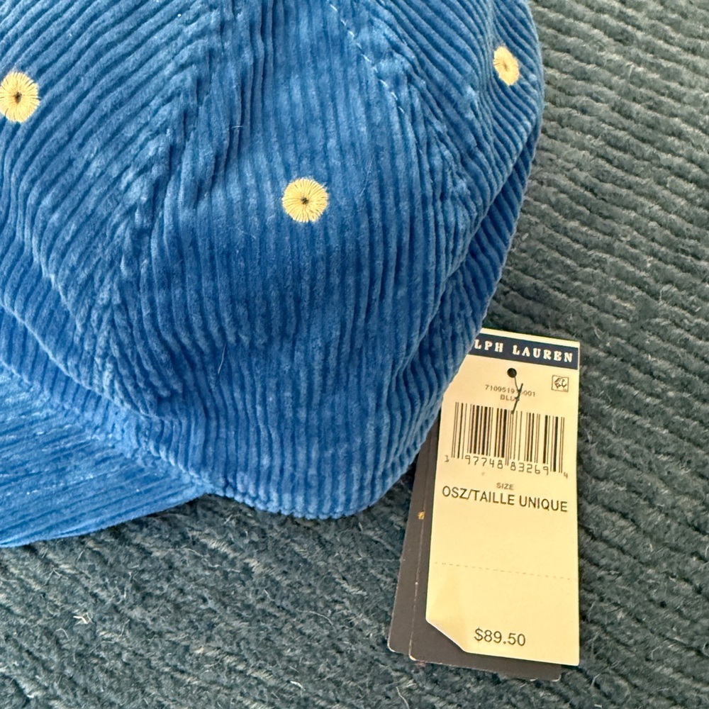 Polo Ralph Lauren Men’s Blue Corduroy BB Theme Adjustable Cap OS - Picture 3 of 3